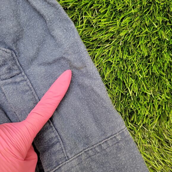 Vintage 80s Woolrich Flannel Button Shirt Womens Large 23x28 Blue Boyfriend - Picture 3 of 13